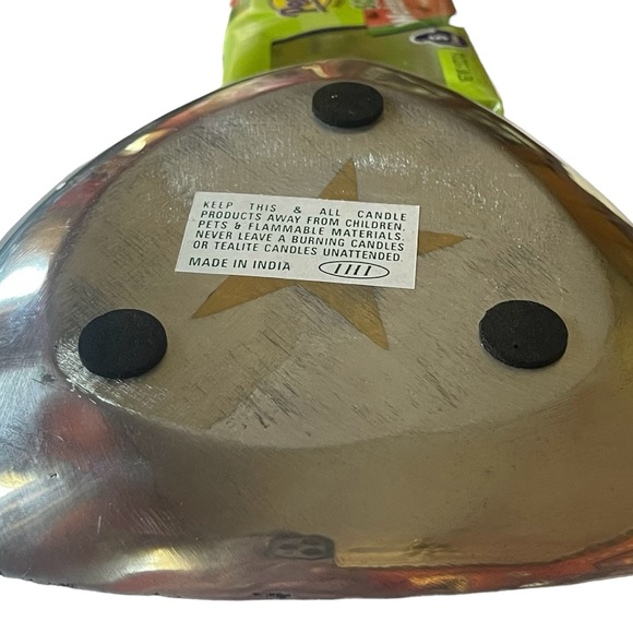 Texas Style Triangle Shaped Metal Candle Holder Chrome Finish With Gold Star I - Picture 8 of 8